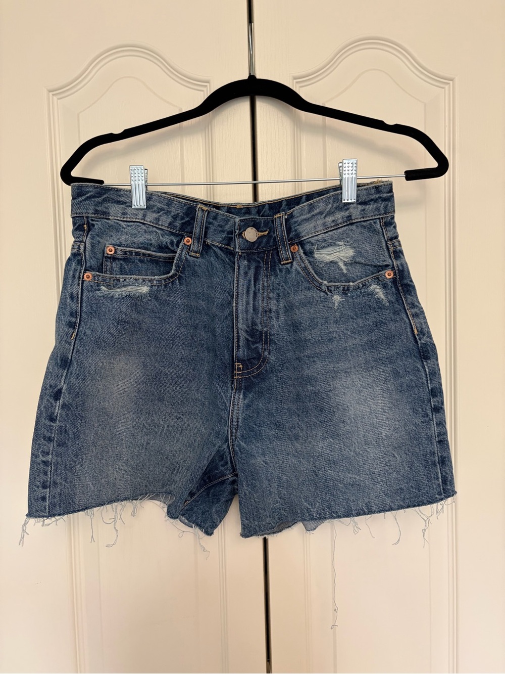 Classic High-Rise Denim Shorts - Blue
